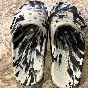CROCS Black and White Women's Slippers